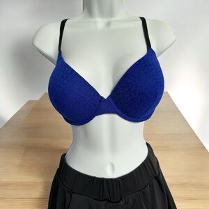 PINK Victoria's Secret Vibrant Blue Bra with Black Accents